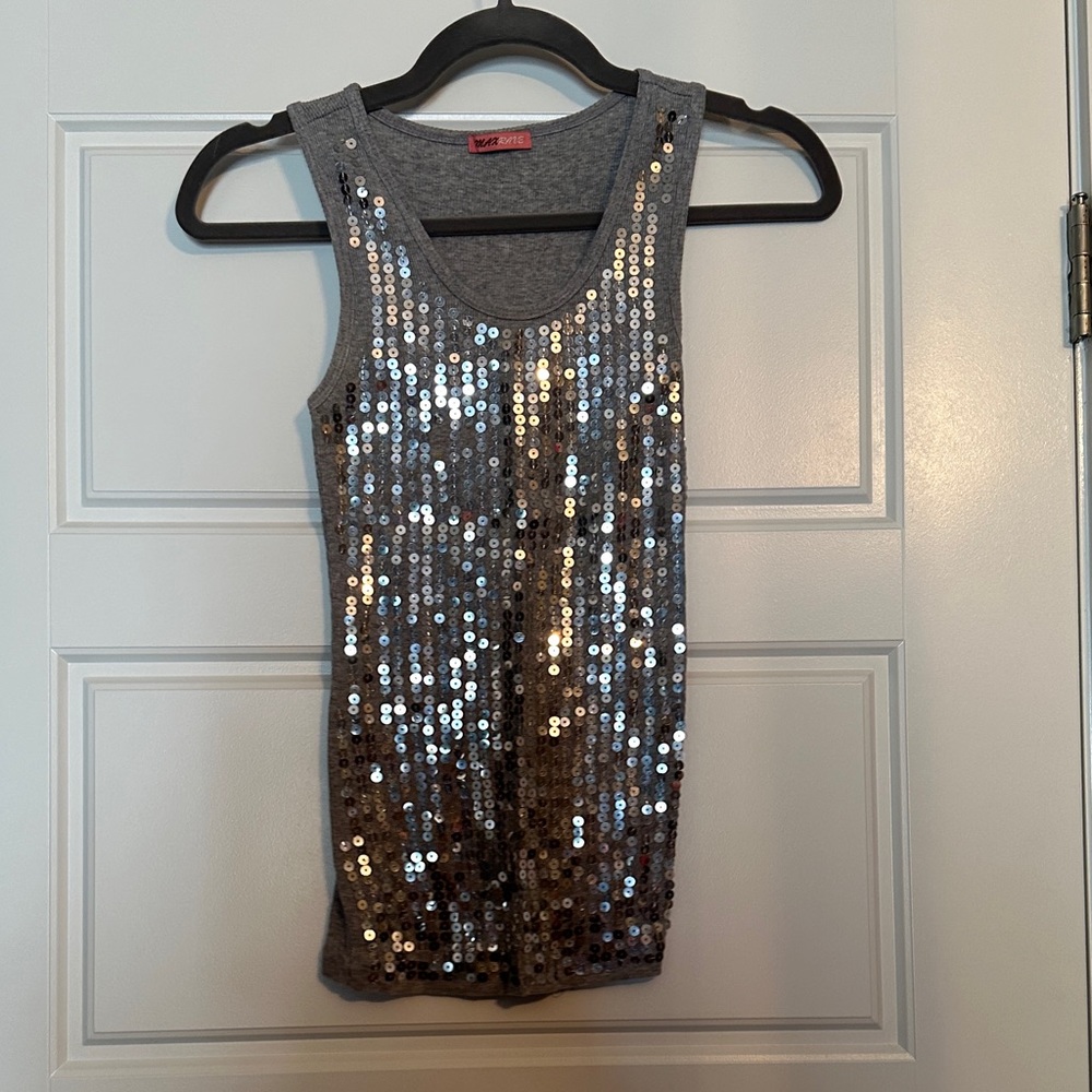 Max Rave Gray Sequin Tank Top